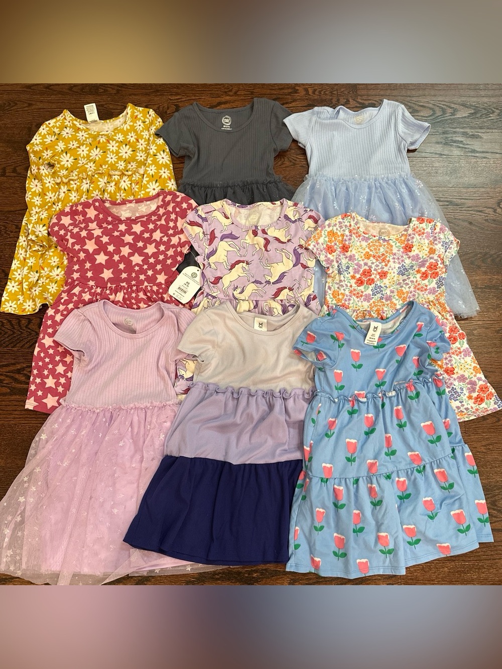 Girls' Pastel & Floral Mix Dress Bundle - bundle of 9